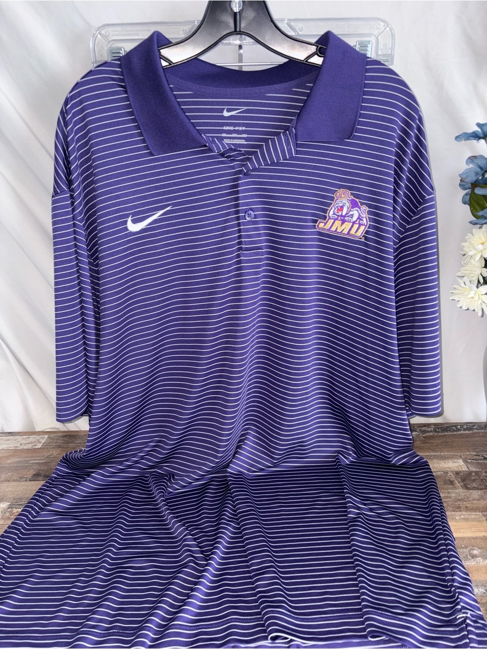 Nike Purple JMU Striped Polo